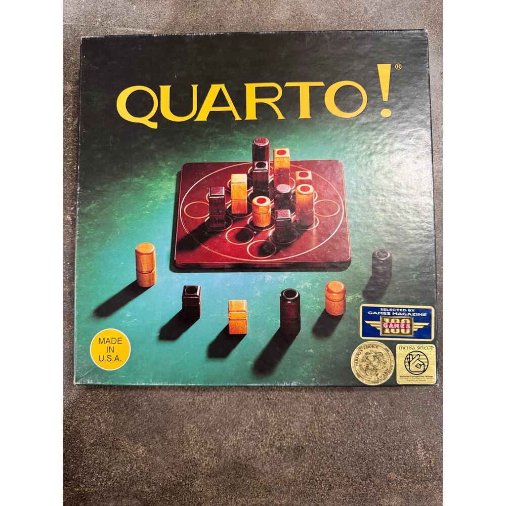 Vintage Quarto! Board Game Night Gigamic Wooden Board Made USA Block Strategy